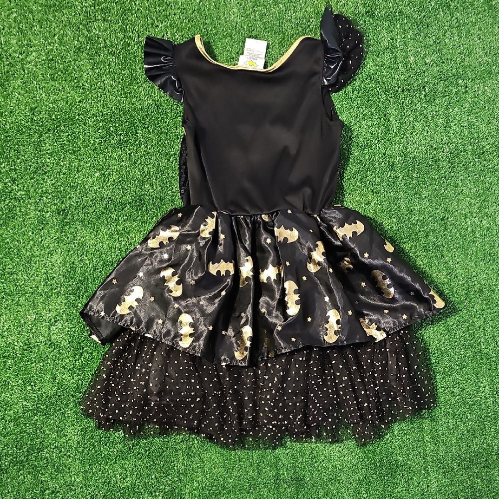 Girls Small Batgirl Black & Gold Sequin Mesh Tutu Dress Costume Preowned - Picture 9 of 9